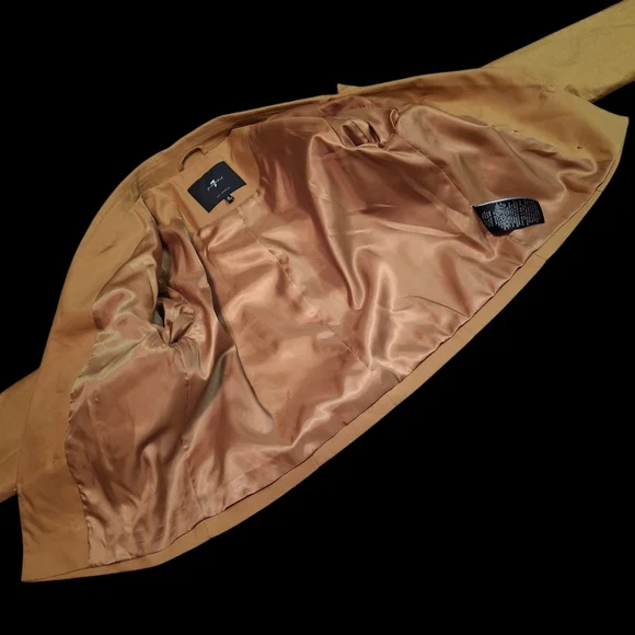 7 For All Mankind Cropped Button Long Sleeve Gold Blazer Women Size Medium - Picture 11 of 16